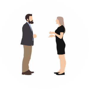 Dos personas conversando representando la seguridad que se logra con una buena comunicación gracias a la logopedia